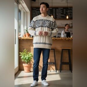 Croft & Barrow Vintage 100% Cotton Shenandoah FairIsle Knit Sweater-Size Large